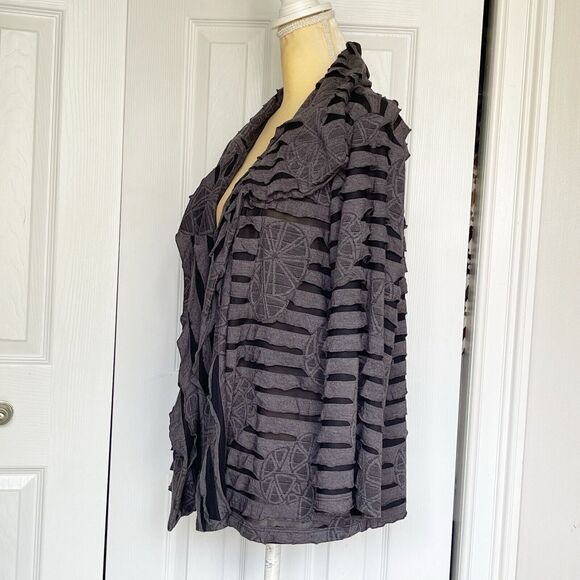 Women Sweater Draped Cardigan Large Gray Long Sleeve - Picture 3 of 16
